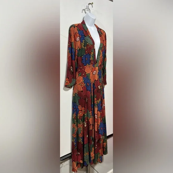 FARM Rio Red Orange Blue Green Floral Maxi Dress - Picture 2 of 11